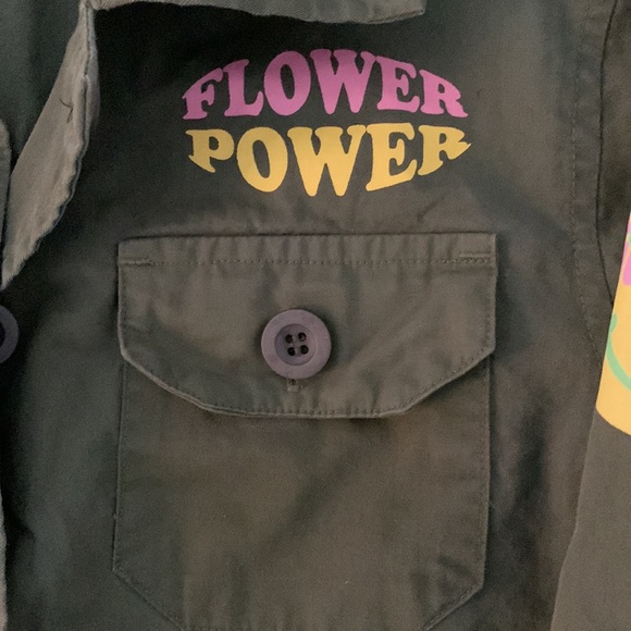 Tiny Whales Flower Power Button Up Shirt. - Picture 3 of 6